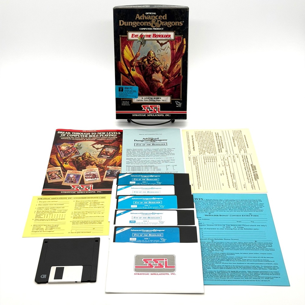 Eye of the Beholder AD&D Big Box PC Game 5.25 Floppy SSI D&D 1990 TSR